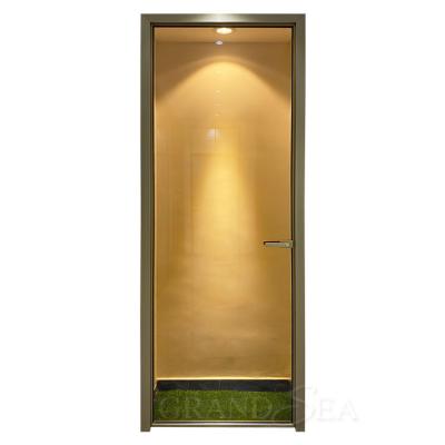 China Modern Standard Gold Reflective Tempered Glass L Shape Handle Swing Malaysia Color Double Door For Toilet for sale