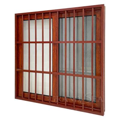 China Latest Modern Aluminum Wooden Magnetic Screen Color Sliding Window Frame Design for sale