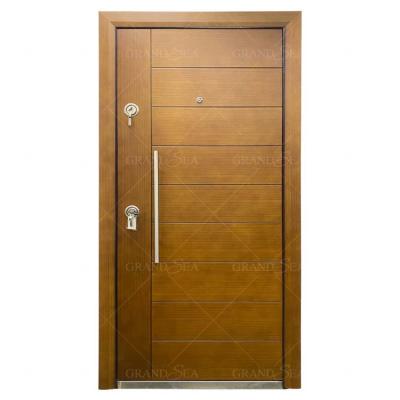 China Veneer anti-theft armored steel door MDF door security style art competitive steel wood door for sale