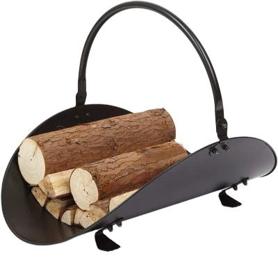 China Indoor Fireplace Log Rack Firewood Carrier Metal Wood Rack Holders Tools Covers Fire Basket Container Wooden Ash Bucket LR049B Sets for sale