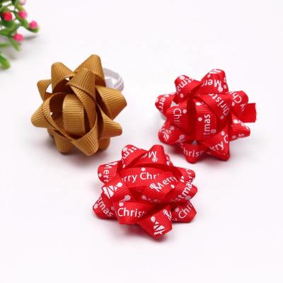 China Christmas Floral Decorations Gift Wholesale 5cm Handmade Grosgrain Ribbon Ribbon Star Tier With Bow for sale