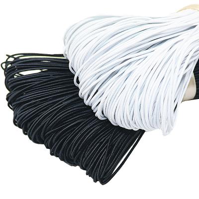 China Good Label Fiber Elastic Round Elastic Rope Elastic Band Black / White Elastic Band for sale