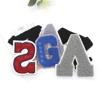 China Handmade Alphabet Letter Patch Terry Cloth Embroidery Bags Cap Badge Embroidery Patch Custom Iron On for sale