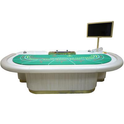 China High Quality MDF+Wood+PU Aobo 10 People Poker Table Solid Wood Baccarat Game Table For Sale for sale