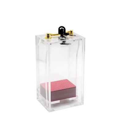 China Casino Accessories Factory Price Casino 8 Decks Security Box Acrylic Clear Playing Cards Throw Holder With Metal Lock for sale