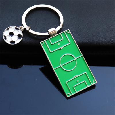 China Hot Selling Customizable Key Ring Pendant Design Diy Shape Metal Engraving Promotional Football Key Chain for sale