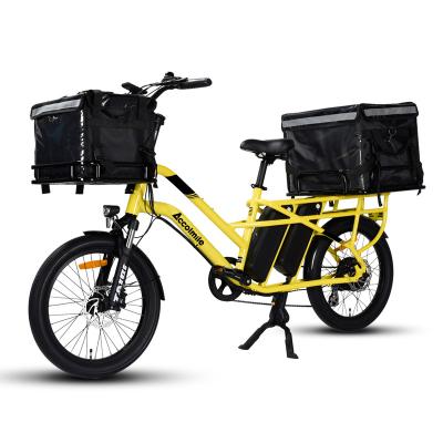 China OEM 250/500w aluminum alloy double adult ebike lithium battery accolmile electric cargo bike delivery e-bike for sale