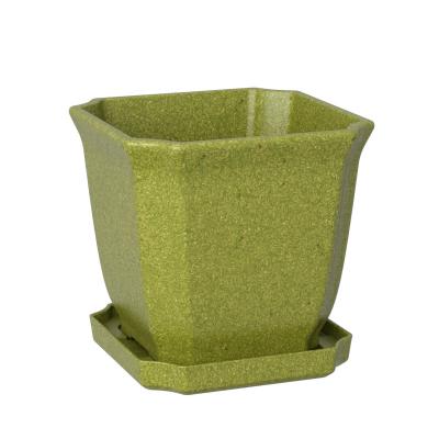 China Pioneera 11cm Durable Indoor Flower Pot Plant Pot Hull Rice Fiber Plant Pot Eco-friendly Modern High Quality Decorative Plant Pot for sale