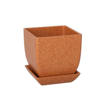 China Modern Sustainable Biodegradable Plant Pots Square Eco Hull Rice Fiber Plant Flowerpot Pioneera Decorative Flower Pot For Indoor for sale