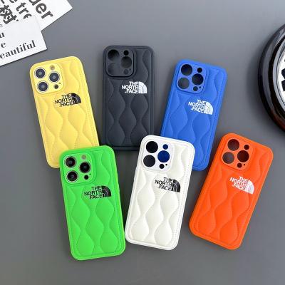 China Shockproof For Tide Mark Striped Down Creative Internet Celebrity Female 14 Anti-fall 12 Apple 13pro Jacket Phone Case iPhone14promax for sale