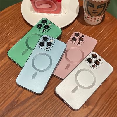 China Shockproof For iPhone14promax Matte Magnetic Suction Phone Case iPhone14promax Luxury Electroplating Wireless Charging 11 Anti-drop 12 Apple 13pro for sale