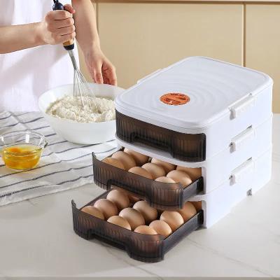 China Amazon Viable Hot 63pcs Plastic Egg Food Fridge Trays Fresh-Keeping Plastic Storage Container with Freshness Timer for sale