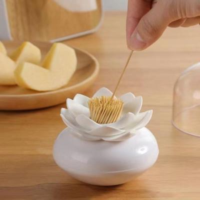 China Creative New Amazone Lotus Toothpick Box Swab Cotton Ornament Storage Box Hot Viable Toothpick Holder for sale