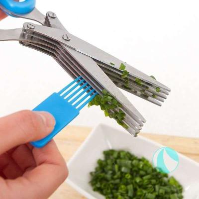 China Sharp Kitchen Food Cutting Green Onion Multifunctional Stainless Steel Five-Layer Shredded Scissors for sale