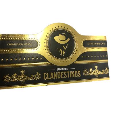 China Shiny Gold Foil Cigar Private Label Printing Cigar Band Ring Packaging Label Logo Custom Incohesion for sale