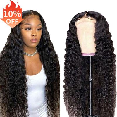 China 13x4 Water Wave Water Wave Cuticle Aligned Cheap Lace Frontal Hair Wigs Real Hair Transparent Frontal Hair Extensions for sale