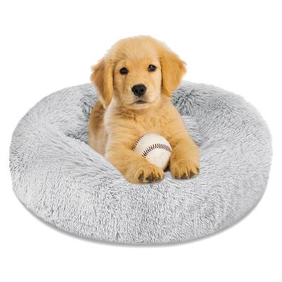 China Round Dog Mat Long Plush Cats Nest Basket Donut Pet Cushion Sleep Dog Bed Room Soft Warm Eco-Friendly Pets Supplies for sale