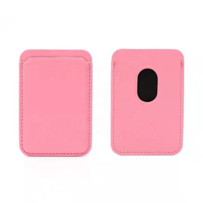 China Factory Wholesale Portable Stand Credit Card Holder Mobile Phone Magnetic PU ID Leather Card Holder with Mag Safe Wallet for sale