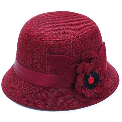 China Character Promotion Wide Brim Ladies Love Church Hat With Flower For Women Straw Top Hats Elegant for sale