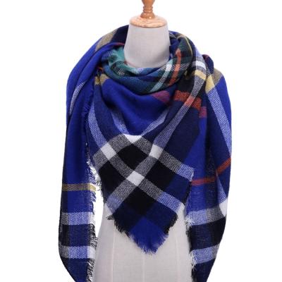 China Women Winter Tartan Plaid Blanket Acrylic Scarf Cashmere Scarves Pashmina Oversized Shawls Pashmina W066 for sale