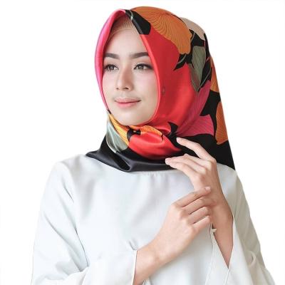 China Wholesale Popular Square Custom Square Scarf Satin Digital Printed Digital Printed Silk Hijab 90cm for sale