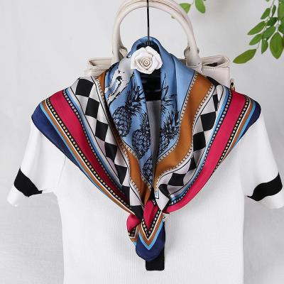 China High Quality Bandana Female Neck Scarfs Spring Scarf Cartoon Print Shawl Women's Scarf 2021 New Fashion Square Square Silk Scarves for sale