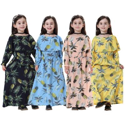 China Dress for Girl Muslim Arab Dubai Muslim Cute Printed Fancy Dress for Girl Muslim Children for sale