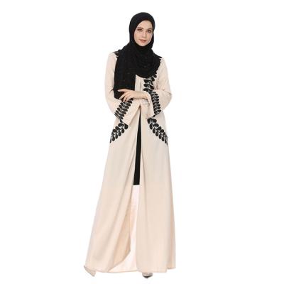 China New Design Eco - Friendly Sheet Pattern Muslim Beige Kaftan Women Abaya for sale