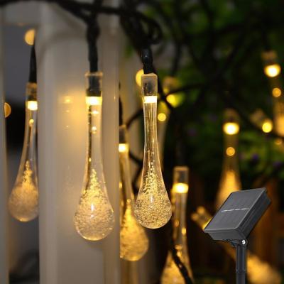 China Solar Powered LED Street Fairy Lights Outdoor Waterproof Garland String Lights Outdoor Waterproof Waterdrop Garden Christmas Party Wedding Decor for sale