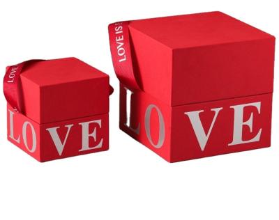 China Custom Earring Ring Bracelet Necklace Red Color Box Recyclable Valentines Day Gift Packaging Rigid Cardboard for sale