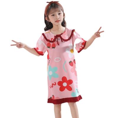 China New Style Summer Thin Children Home Clothes Cute Cartoon Sweet Girls Pajamas Fashion Casual Girls Kids Nightdress for 3-12Y for sale