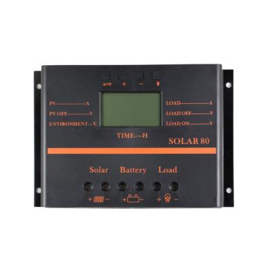 China New Design 12V/24V 80A Solar Charger Controller LCD Display USB Intelligent Charging Controller for sale