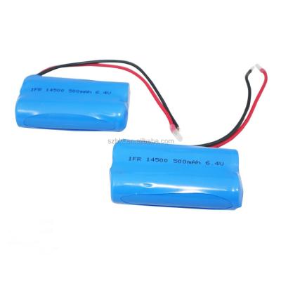 China Toys 6.4V AA 14500 Li-ion 500mah battery 14500 3.2v lifepo4 battery for sale