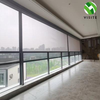 China YST Sun Protection Zipper Track UV Roller Shades Shades Outdoor Motorized UV-Protection Roller Shade For Outdoor Balcony Shades for sale