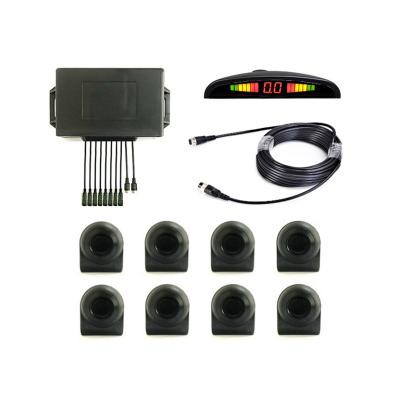 China Transceiver Integration 8 Sensors Rear View Wired Truck Electronic Bus Wide Voltage Led Display Alarm Transceiver Blind Zone Parking Sensor System for sale