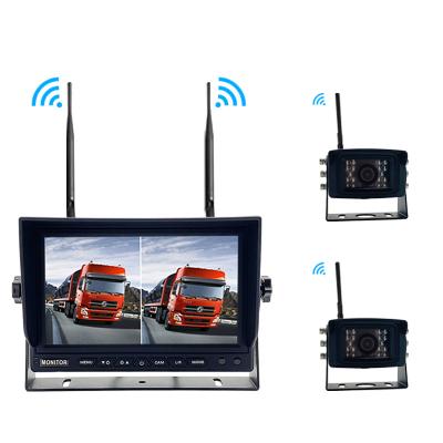 China All In One Wireless DVR Monitor System 7 Inch 2CH Wifi LCD Monitor Kit 2pcs 2.4G Security Camera System For Bus Truck for sale