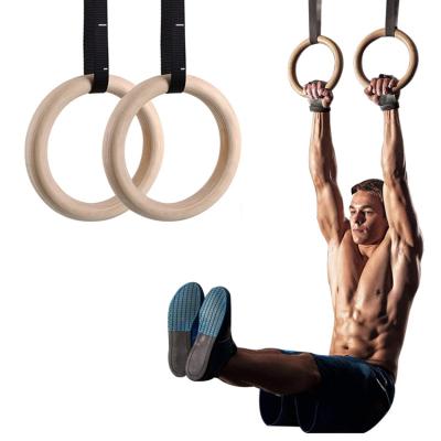 China Eco-friendly Material Professional Manufacture Wooden Gym Rings New Wooden Polyester Steel Gymnastic Rings for sale