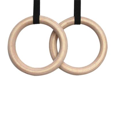 China 2021 High Quality Non-slip Wooden Adjustable Straps Pull Up Gym Gymnastic Rings For Fitness for sale