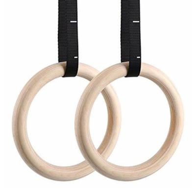 China Wooden Sports Workout Gym Rings With Strong Cam Straps And Buckles Pull Up Rings for sale