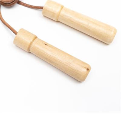 China Custom Wooden Logo Speed ​​Jump Rope Bodybuilding Jump Rope With Rope Leather Goods For Gym for sale