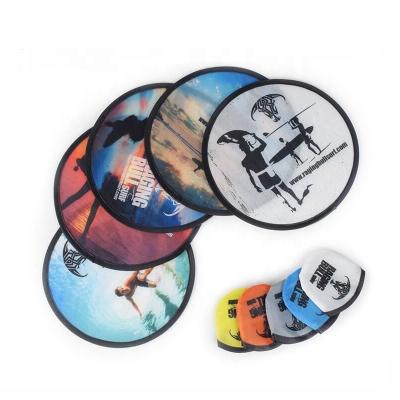 China Toy Promotional Cheap Toy Customized Inflatable Logo Polyester Inflatable Folding Flight Disc With Pocket For Gift, Cloth Folding Flight Disc for sale