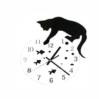 China New Style Antique Antique Style Cat Shaped Wall Clock Acrylic Material for sale