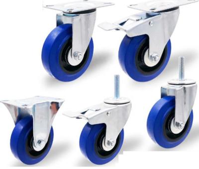 China Rubber Industrial Caster Wheels Rigid Threaded Casters Heavy Duty Wheels for sale