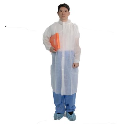 China 2021 Hot Selling Anti-Static Disposable Nonwoven Lab Coat With Elastic Cuffs for sale