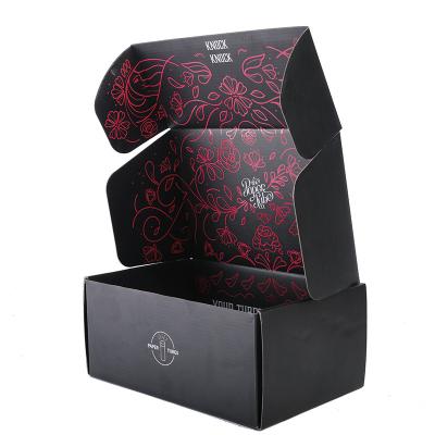 China Recycled Materials Eco Friendly Custom Logo Printed Black Rigid Hard Recycle Style Corrugated Packaging Box for sale