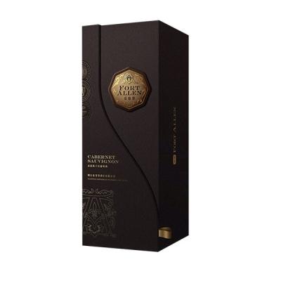 China Recycled Rigid Cardboard Box Logo Black Foil Stamping Magnetic Closing Materials Juxury Custom Cardboard Wine Box With Black EVA Foam for sale