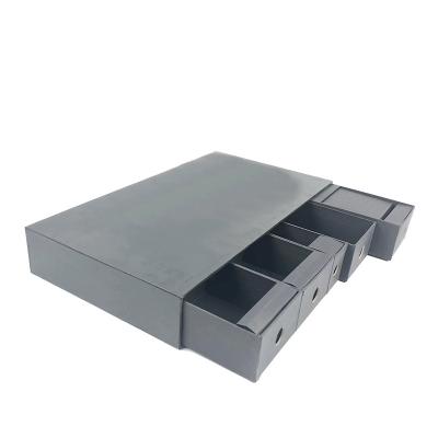 China Wholesale Reused Materials Guangzhou Custom Folding Black Paper Flat Logo Packing Drawer Luxury Gift Box for sale