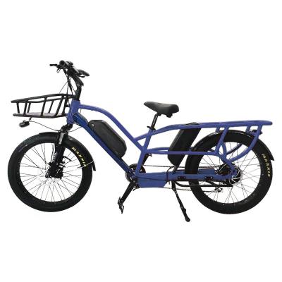 China Aluminum Alloy 2022 newest 7 speed double battery ebike cargo electric bike 500w with Double Baby Seat for sale