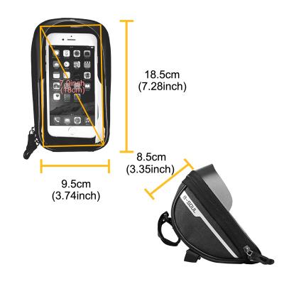 China 2021 waterproof 600D polyester touch screen mobile phone bag. Bicycle front bag. Tower kit. bicycle saddle bag for sale