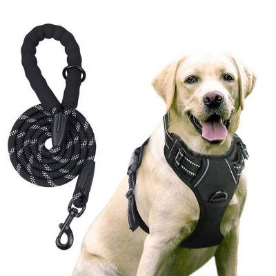 China Custom Manufachighly Reflective Neoprene Dog Harness and Leash Set Adjustable Luxury No Pulling Dog Harness for sale